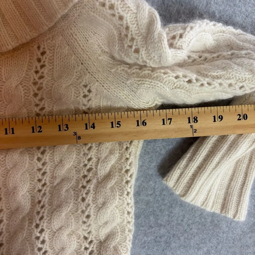 Vintage 90's Express Wool Angora Cashmere Blend Off The Shoulder Cream Sweater